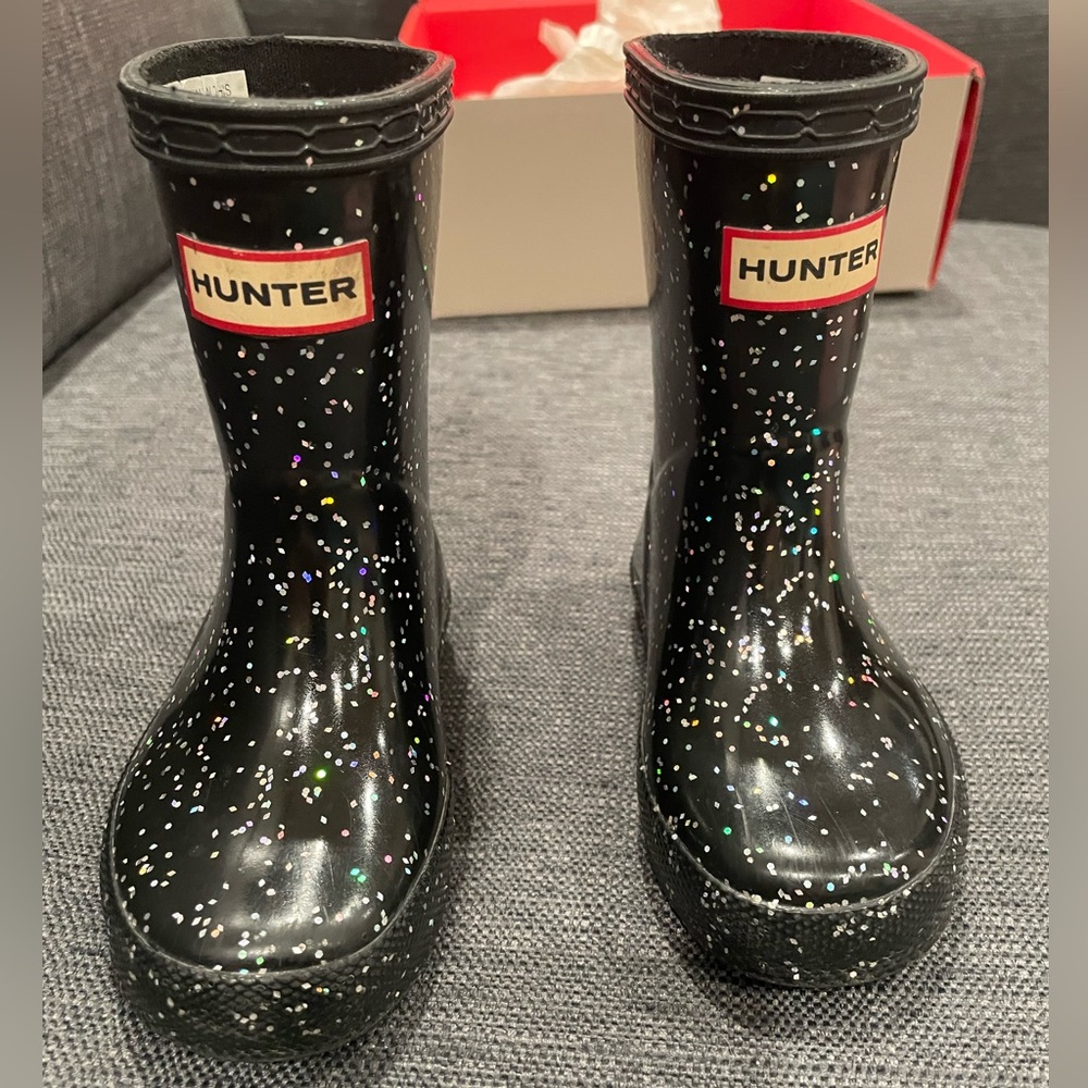 Black Sparkle Hunter Girls Boots
